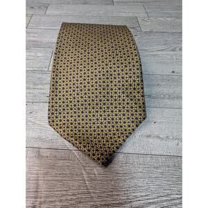 Polo Ralph Lauren Mens Designer Tie Necktie Silk Handmade USA Yellow Geometric